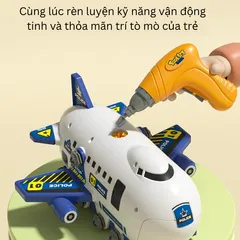 Máy Bay Chở Ô Tô Đồ Chơi Cao Cấp 2 Trong 1 - Đồ Chơi Kỹ Thuật Tương Tác Kèm Dụng Cụ Lắp Ráp Cho Trẻ Em