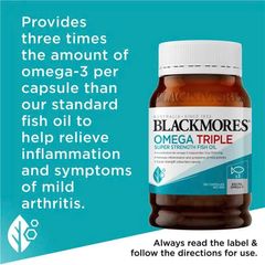 Viên uống dầu cá Omega 3 Blackmores Omega Triple Super Strength - Bổ sung Omega-3, tăng cường sức khỏe tim mạch và chức năng não bộ, 60 viên