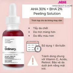 Tinh Chất Tẩy Da Chết Hóa Học The Ordinary AHA 30% + BHA 2% - Giải Pháp Lột Tẩy Da Tại Nhà, 30ml Chăm Sóc Da Mịn Màng, Nguyên Chất 100%