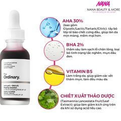 Tinh Chất Tẩy Da Chết Hóa Học The Ordinary AHA 30% + BHA 2% - Giải Pháp Lột Tẩy Da Tại Nhà, 30ml Chăm Sóc Da Mịn Màng, Nguyên Chất 100%