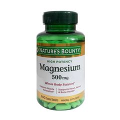 Viên uống Magnesium 500mg Nature's Bounty 200 viên - Hỗ trợ sức khỏe, cải thiện giấc ngủ và chức năng thần kinh