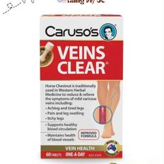 Viên Uống Hỗ Trợ Tuần Hoàn Máu Carusos Veins Clear 60 Viên - Tăng Cường Sức Khỏe Mạch Máu và Lưu Thông Máu Tự Nhiên