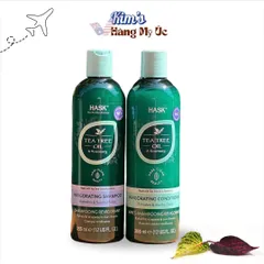 Combo Dầu Gội Xả Hask Tea Tree Oil & Rosemary 355ml - Phục Hồi Tóc Hư Tổn, Chắc Khỏe, Dưỡng Ẩm Chuyên Sâu