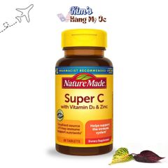 Nature Made super C with vitamin D3 & zinc hàng Mỹ - tăng cường sức đề kháng cho cơ thể  