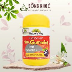 Kẹo Dẻo Nature’s Way Kids Smart - Bổ Sung Sắt và Vitamin C cho Trẻ từ 2 - 12 Tuổi, Hỗ Trợ Miễn Dịch và Phát Triển, 60 Viên