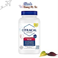 Viên Nghẹn bổ sung Canxi Citracal Maximum Plus 280 viên - Hỗ trợ xương chắc khỏe và hấp thụ vitamin D3 hiệu quả từ Bayer Mỹ