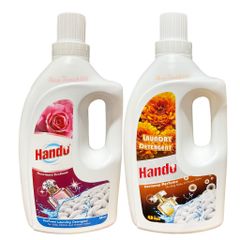 Nước Giặt Hando 4L Bảo Vệ Sợi Vải - Kháng Bẩn, Hương Thơm Bền Lâu, An Toàn Cho Da, Giặt Tay và Máy