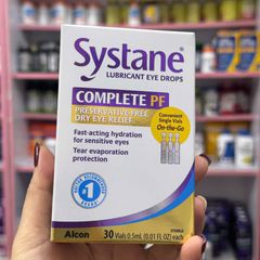 100% hàng mỹ- Systane Complete PF 30 ống – nước nhỏ mắt dưỡng ẩm, giảm khô rát và bảo vệ mắt nhạy cảm