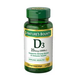 Viên uống Vitamin D3 Nature's Bounty 25mcg 120 viên - Bổ sung vitamin, hỗ trợ sức khỏe xương và miễn dịch hàng ngày
