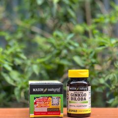 Viên uống Ginkgo Biloba Mason Natural 60 viên - Hỗ trợ trí nhớ, tập trung, chống oxy hóa, sức khỏe não bộ và tuần hoàn máu