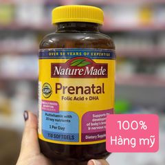 Nature Made Prenatal Vitamin Folic Acid + DHA 150/110 viên - Vitamin tổng hợp cho bà bầu hỗ trợ phát triển thai nhi khỏe mạnh