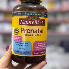 Nature Made Prenatal Vitamin Folic Acid + DHA 150/110 viên - Vitamin tổng hợp cho bà bầu hỗ trợ phát triển thai nhi khỏe mạnh