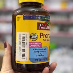 Nature Made Prenatal Vitamin Folic Acid + DHA 150/110 viên - Vitamin tổng hợp cho bà bầu hỗ trợ phát triển thai nhi khỏe mạnh