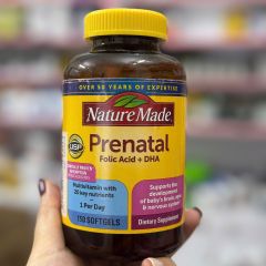 Nature Made Prenatal Vitamin Folic Acid + DHA 150/110 viên - Vitamin tổng hợp cho bà bầu hỗ trợ phát triển thai nhi khỏe mạnh