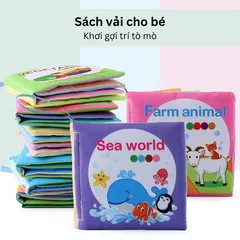 Sách Vải Tiếng Anh Montessori Cho Trẻ 0-12 Tháng - Đồ Chơi Giáo Dục Phát Triển Nhận Thức Với Ảnh Thật Và Hoạt Hình Sống Động