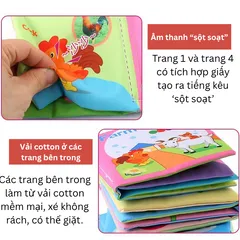 Sách Vải Tiếng Anh Montessori Cho Trẻ 0-12 Tháng - Đồ Chơi Giáo Dục Phát Triển Nhận Thức Với Ảnh Thật Và Hoạt Hình Sống Động