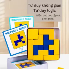 Bộ Xếp Hình Thông Minh Gỗ Toti - Đồ Chơi Trí Tuệ Phát Triển Tư Duy Logic Cho Bé - Hộp Thiếc Sang Trọng