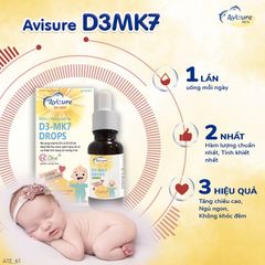 Combo Vitamin cho Bé Avisure D3MK7 và DHA Smart Kid - Hỗ Trợ Phát Triển Chiều Cao, Thông Minh, Mắt Sáng 40ml