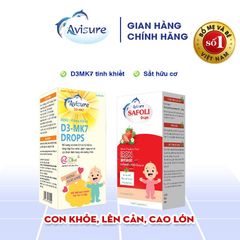 Combo Avisure D3MK7 và Safoli - Bổ sung Vitamin D3 & Sắt Hữu Cơ Cho Bé Tăng Cân, Tăng Chiều Cao 20ml