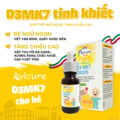 Vitamin D3 K2 Avisure D3MK7 Nhỏ Giọt - Hỗ Trợ Canxi và Phát Triển Chiều Cao Hiệu Quả Cho Trẻ Em, Nguyên Liệu Tinh Khiết Nhập Khẩu từ Châu Âu