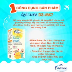 Vitamin D3 K2 Avisure D3MK7 Nhỏ Giọt - Hỗ Trợ Canxi và Phát Triển Chiều Cao Hiệu Quả Cho Trẻ Em, Nguyên Liệu Tinh Khiết Nhập Khẩu từ Châu Âu
