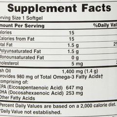 Dầu Cá Nature’s Bounty Fish Oil 1400MG - Hỗ Trợ Tim Mạch, Tăng Cường Trí Não và Thị Giác - 130 Viên Không Mùi Dễ Uống