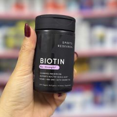 Viên uống Biotin 10,000mcg Sports Research 120 viên - Hỗ trợ tóc, móng và da khỏe đẹp tự nhiên, Vitamin B7 bổ sung sức sống.