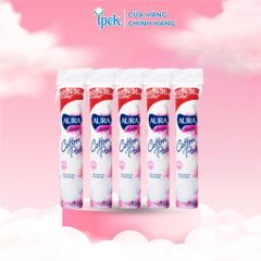 Combo 5 Gói Bông Tẩy Trang Aura Beauty 150 Miếng 100% Cotton Tự Nhiên - Giúp Tẩy Trang và Làm Sạch Da Mặt hiệu quả