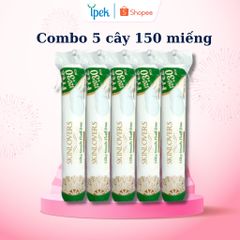 Combo 5 Bông Tẩy Trang Cotton Skinlovers - 150 Miếng Mềm Mịn, An Toàn Cho Mọi Loại Da, Tiện Lợi Tẩy Trang Và Làm Sạch Da