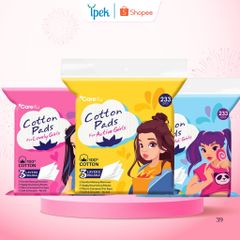 Bông đắp toner Care4u 3 lớp cotton mềm mịn thấm hút tốt, 233 miếng - Bông tẩy trang đa năng cho da nhạy cảm, ấn tượng với thiết kế trẻ trung