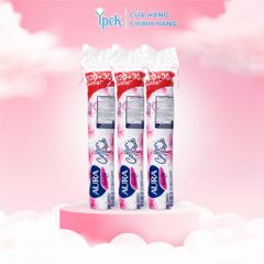 Combo 3 Bông Tẩy Trang Aura Beauty 120+30 Miếng 100% Cotton Thiên Nhiên - Tẩy Trang, Thấm Toner, Chăm Sóc Da Mềm Mại