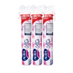 Combo 3 Bông Tẩy Trang Aura Beauty 120+30 Miếng 100% Cotton Thiên Nhiên - Tẩy Trang, Thấm Toner, Chăm Sóc Da Mềm Mại