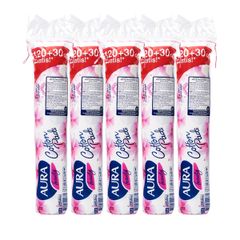Combo 3 Bông Tẩy Trang Aura Beauty 120+30 Miếng 100% Cotton Thiên Nhiên - Tẩy Trang, Thấm Toner, Chăm Sóc Da Mềm Mại