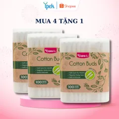 Tăm Bông Thân Giấy Care4u 100 Que Thân Thiện Môi Trường - Sản Phẩm Làm Sạch Đầu Cotton Mềm Mại, Tiện Lợi và An Toàn