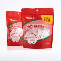 Khăn Nén Cao Cấp An Toàn Cho Da Care4u - 25 Viên/Túi Viscose Thân Thiện Môi Trường, Dễ Dàng Sử Dụng Cho Chăm Sóc Cá Nhân