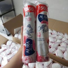 Combo 10 Bông Tẩy Trang Aura 150 Miếng 100% Cotton - Sản Phẩm Làm Sạch Da Mặt Tự Nhiên, Dành Cho Mọi Loại Da