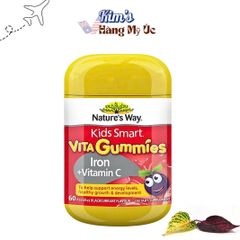 Kẹo Dẻo Bổ Sung Sắt và Vitamin C Nature's Way Kids Smart - Hỗ Trợ Tăng Cường Sức Đề Kháng cho Trẻ Em (60 Viên)
