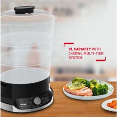 Nồi Hấp Điện Tefal Ultra Compact VC2048 - 3 Tầng 9L BPA Free, Giữ Dinh Dưỡng, Hấp Nhanh, Nhập Khẩu Đức, Bảo Hành 12 Tháng