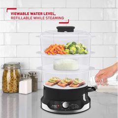 Nồi Hấp Điện Tefal Ultra Compact VC2048 - 3 Tầng 9L BPA Free, Giữ Dinh Dưỡng, Hấp Nhanh, Nhập Khẩu Đức, Bảo Hành 12 Tháng