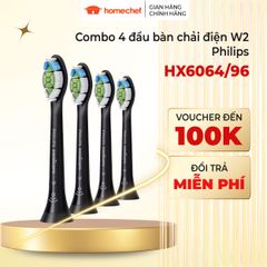 Bộ 4 Đầu Bàn Chải Sonic Philips HX6064/96 Màu Đen - Đầu Thay Thế Cho Máy Đánh Răng DiamondClean, Tăng Cường Nụ Cười Sáng Rạng Rỡ
