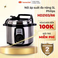 Nồi áp suất cơ Philips HD2103 - Dung tích 5L, 900W, menu nấu đa dạng, bảo hành 2 năm, món ăn nhanh gọn tiện lợi cho gia đình