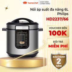 Nồi áp suất điện tử Philips HD2237 6L 1300W - Thiết kế hiện đại, chế độ nấu đa dạng, giữ nhiệt 24h, bảo hành 2 năm
