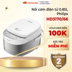 Nồi Cơm Điện Mini Philips HD3170 - Dung Tích 0.85L, Công Suất 600W, 8 Chế Độ Nấu Tự Động, Hàng Chính Hãng 2 Năm Bảo Hành