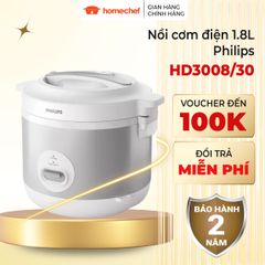 Nồi Cơm Điện Philips HD3008 1.8L - Công Suất 775W, Nấu Cơm Chín Đều, Thiết Kế Hiện Đại, Bảo Hành 2 Năm