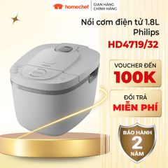 Nồi Cơm Điện Tử Philips HD4719/32 1.8 Lít - 12 Chế Độ Nấu Đa Năng, Giữ Ẩm Tối Ưu, Chất Liệu An Toàn, Hàng Chính Hãng