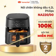 Nồi Chiên Không Dầu Philips 4.2L NA220 - Chiên 0.6kg Thực Phẩm, 13 Chức Năng Nấu, Bảo Hành 2 Năm, Hàng Chính Hãng