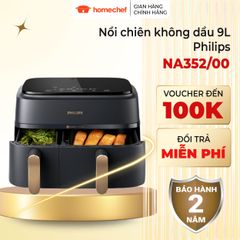 Nồi Chiên Không Dầu Philips NA352 9L - Công Nghệ Rapid Air, Hai Ngăn Độc Đáo, Bảo Hành 2 Năm, Tiết Kiệm Năng Lượng 70%