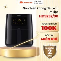 Nồi Chiên Không Dầu Philips HD9252/90 4.2L - Công Nghệ Rapid Air Giảm Đến 90% Chất Béo, Bảo Hành 2 Năm