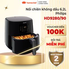Nồi Chiên Không Dầu Philips HD9280/90 6.2L - Công Nghệ Rapid Air, Đa Chức Năng Nấu Ăn, Giữ Dinh Dưỡng, Hàng Chính Hãng