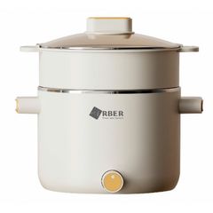 Nồi lẩu mini Arber DN06 1.5L - Nồi lẩu điện đa năng chất liệu inox 304, hấp, chiên, kho, xào - Phụ kiện xưng hấp kèm theo